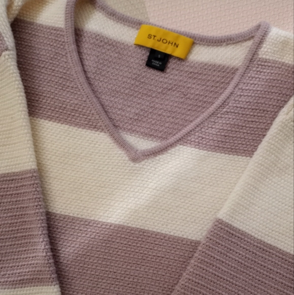 St. John V neck Stripe Top S - Picture 3 of 7